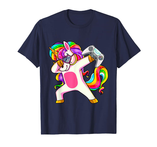 Gamercorn Dabbing Unicorn Video Game Controller Gamer Girl T-Shirt