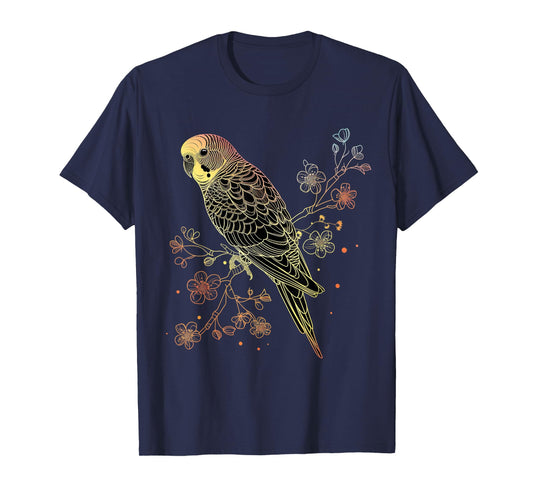Budgie Parakeet Bird Mom Budgerigar Parrot Vintage Flower T-Shirt