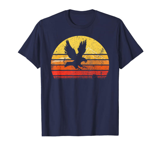 Vintage Retro Hawk Silhouette Sunset Bird Lover Distressed T-Shirt