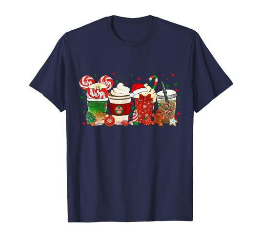Christmas Coffee Santa Hat Gingerbread Xmas Shirt Boys Girls T-Shirt