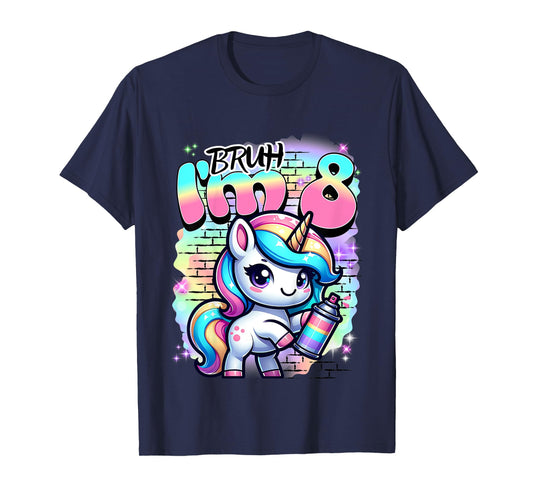 Kids Cute Funny 8 year Old 8th Pastel Colored Unicorn Birthday T-Shirt
