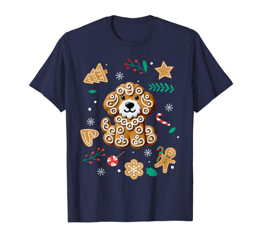 Xmas Dog Gingerbread Goldendoodle Golden Doodle Christmas T-Shirt