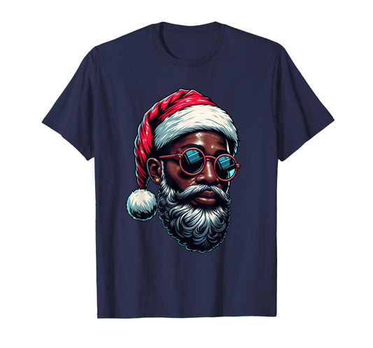 African American Christmas Pajama Xmas Afro Santa Claus PJ T-Shirt