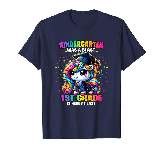 Graduation Kindergarten Was a Blast Unicorn Girls Grad T-Shirt