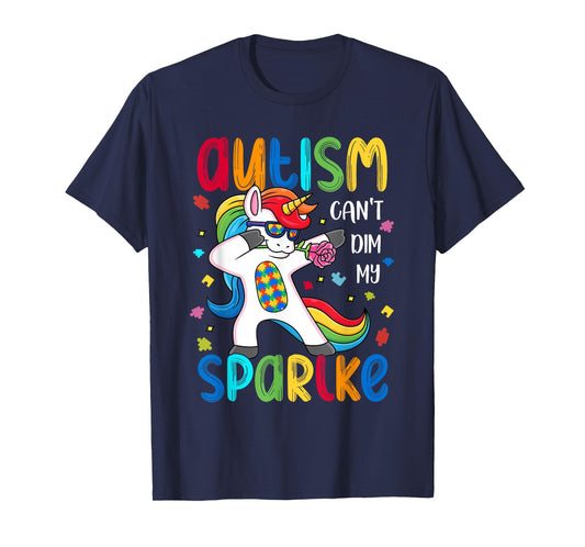 Unicorn Autism Awareness Funny Autism Can't Dim My Sparkle T-Shirt