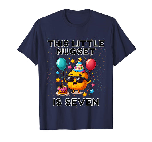 Kids This Little-Nugget is Seven, Chicken Nugget 7th Birthday T-Shirt