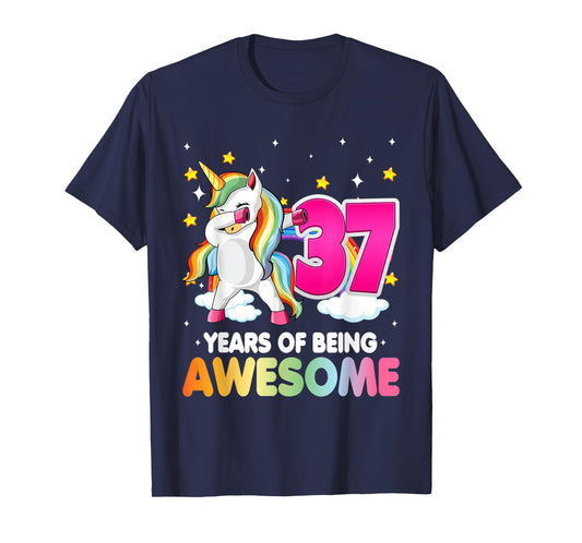 37th Birthday Dabbing Unicorn Party Gift | 37 Years Old T-Shirt
