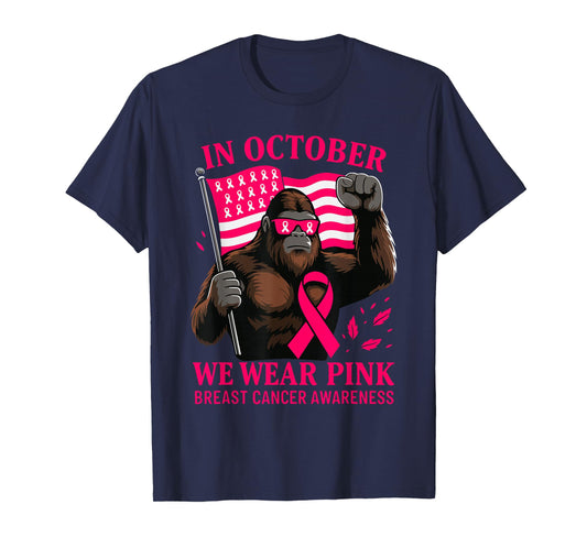 Breast Cancer Bigfoot Halloween in October We Wear Pink T-Shirt