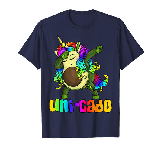 Uni Cado Dabbing Unicorn Avocado Rainbow Girl Birthday Gift T-Shirt