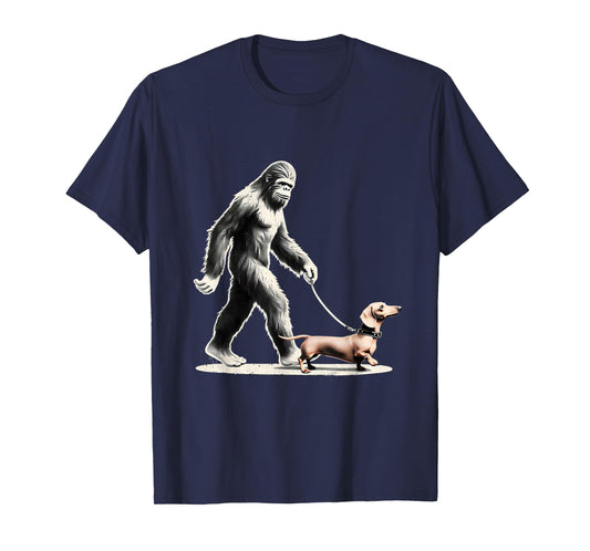 Bigfoot Walking Dachshund Funny Wiener Dog T-Shirt