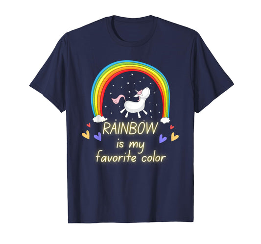 Rainbow is my favorite color, dancing unicorn in Pink T-Shirt