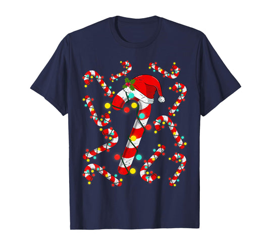 Christmas Candy Cane Santa Xmas Kids Toddler Youth Women Men T-Shirt