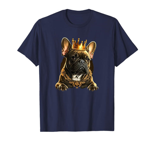 Funny French Bulldog Frenchie with a Golden Crown Men Women Girls Kids T-Shirt