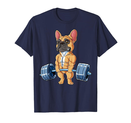 French Bulldog Weightlifting Funny Fawn Deadlift Fitness Gym T-Shirt