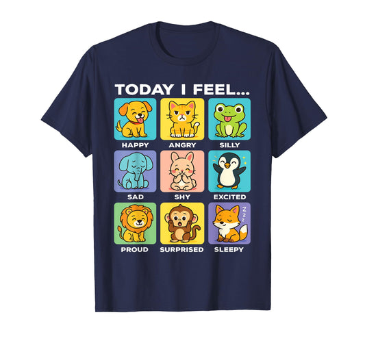Today I Feel... Funny Animals Emotional Boxes Emotions Kids T-Shirt