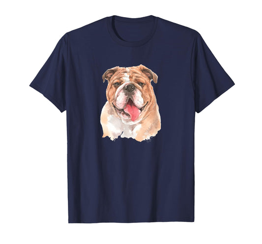 Funny Watercolor English Bulldog Men Women Girls Kids T-Shirt