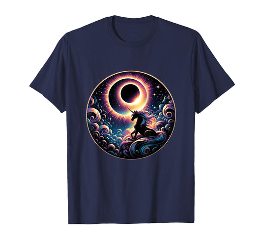 Total Solar Eclipse Apirl 08 2024 With Unicorn Graphic T-Shirt