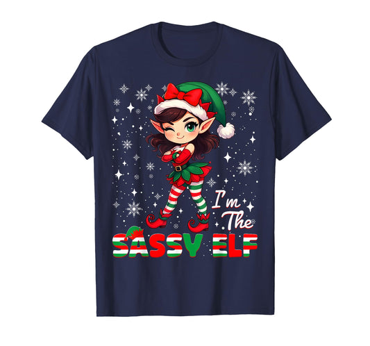 Im The Sassy Elf Cute Snowflake Christmas Xmas Girl Women T-Shirt