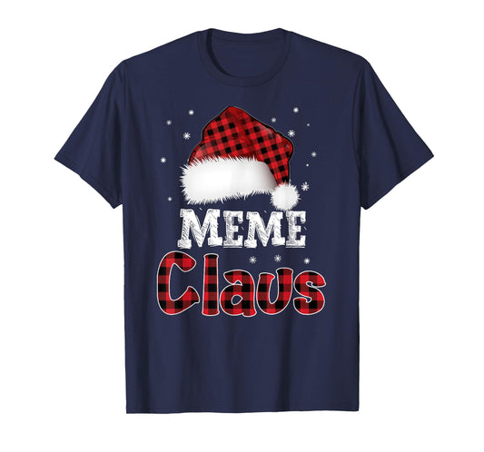 Meme Claus Christmas Red Plaid Pajama Family Matching T-Shirt