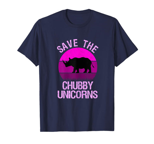 Save The Chubby Unicorns Retro Style Rhino gift T-Shirt