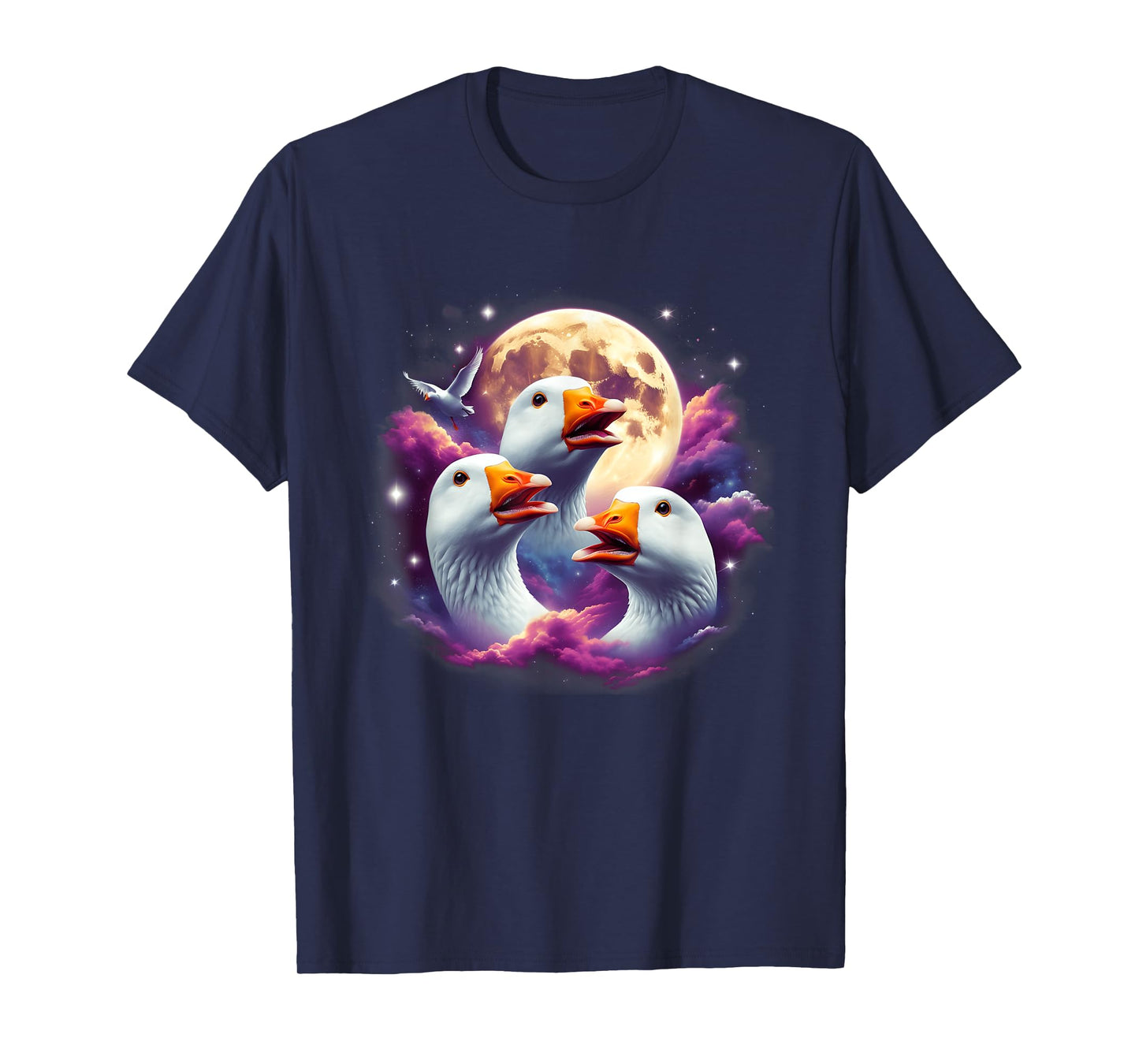 Three Geese Moon Funny Goose Howling At The Moon Parody T-Shirt