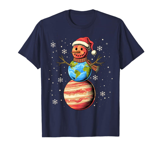Planets Snowman Space Funny Christmas Astronomy for Kids T-Shirt