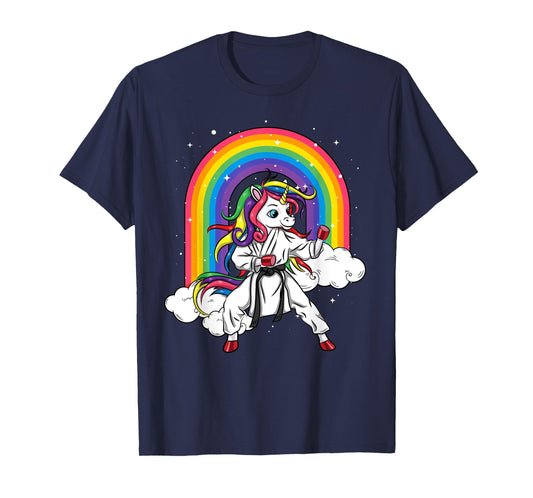 Rainbow Unicorn Karate Taekwondo MMA Judo Kids Girl T-Shirt