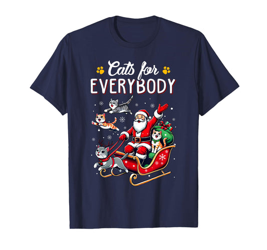 Cats For Everybody Christmas Cat Funny Xmas Men Women Santa T-Shirt