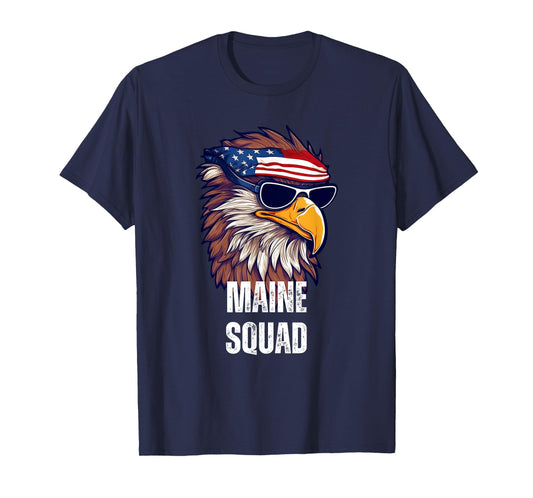Maine Squad - Retro Bald Eagle American Flag Bandana T-Shirt