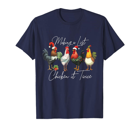 Christmas Chicken Lover Xmas Santa Hat Funny Farm Gift T-Shirt