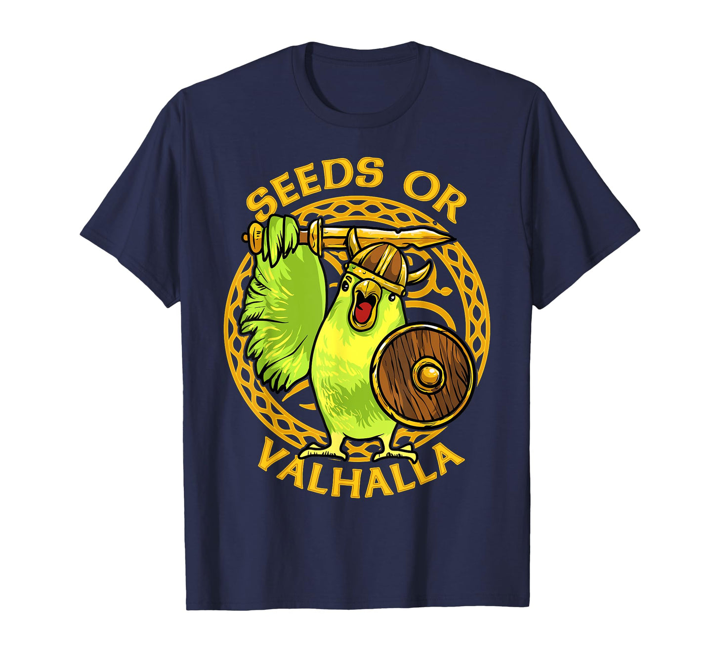 Seeds or Valhalla Viking Budgie Bird Meme Hilarious T-Shirt