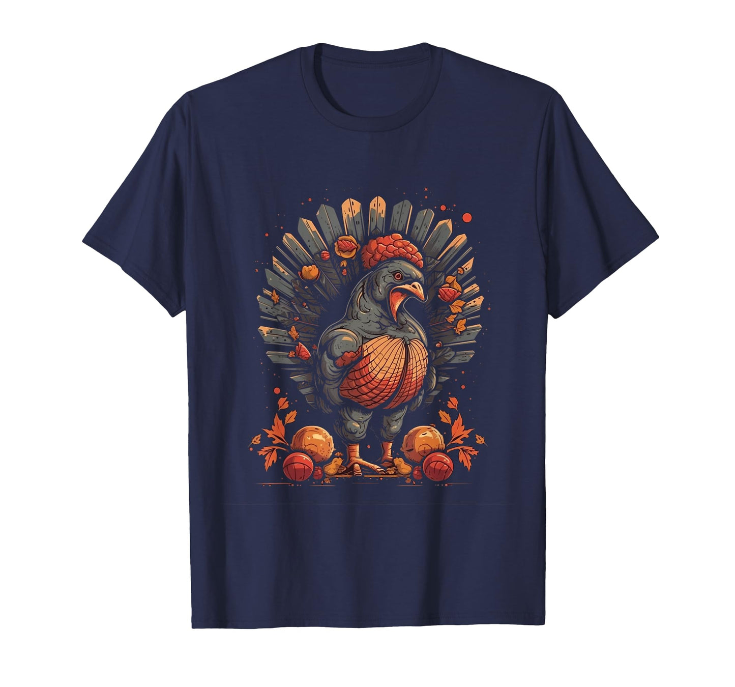 Turkey Fall Leaves Thanksgiving Day Animal Men Women Kids T-Shirt