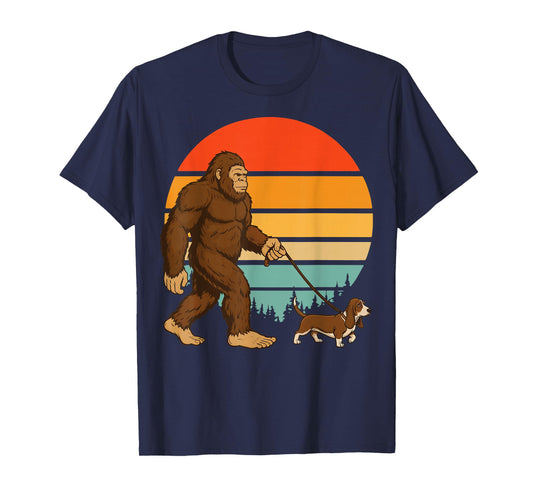 Bigfoot Basset Hound Retro T-Shirt