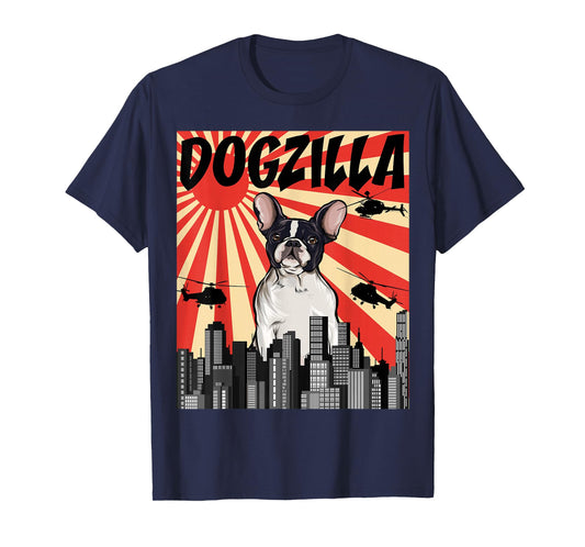 Funny Retro Japanese Dogzilla French Bulldog T-Shirt for Men Women