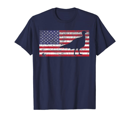 Turkey Hunting T Shirt American Flag USA 4th of July Bird T-Shirt for Women Girls Kids Men