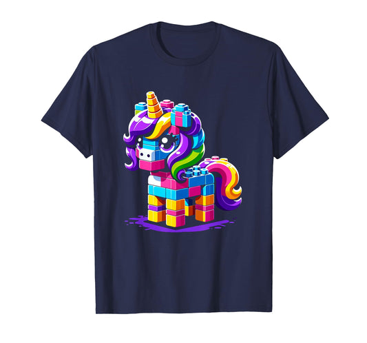 Block Building Unicorn Lover Master Builder Bricks T-Shirt