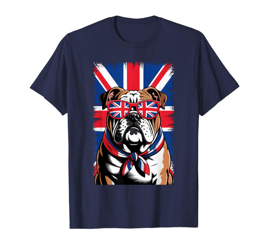 Union Jack Funny Bulldog UK Flag British Kids Boys Girls Men T-Shirt