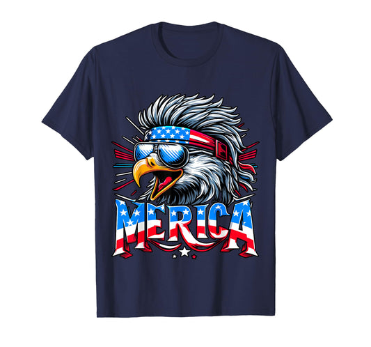 Merica USA Flag American Bald Eagle 4th fo July T-Shirt