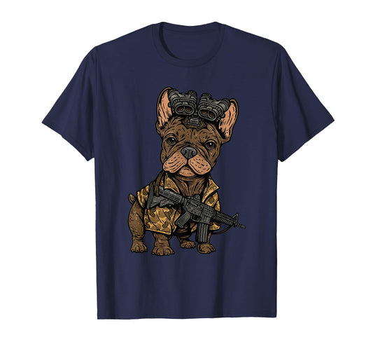Tactical Frenchie Funny Dog Bulldog with NVG Meme T-Shirt