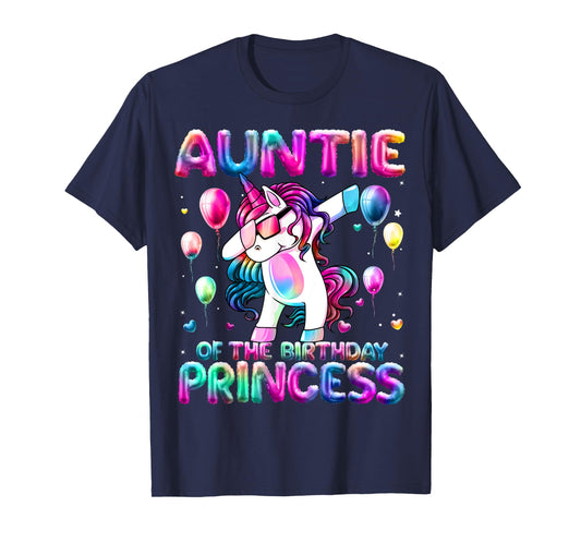 Auntie of the Birthday Princess Girl Flossing Unicorn Aunt T-Shirt