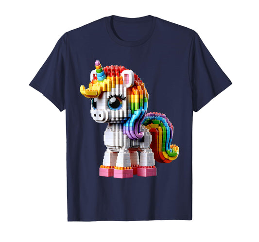 Unicorn Master Builder Bricks Unicorn Block Building Girls T-Shirt