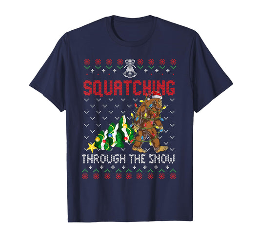 Funny Sasquatch Christmas Squatching Bigfoot Xmas Tree Ugly T-Shirt