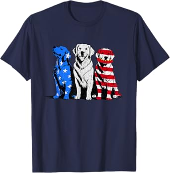 Distressed Us Flag Themed Golden Retriever Dog 4th Of July T-Shirt