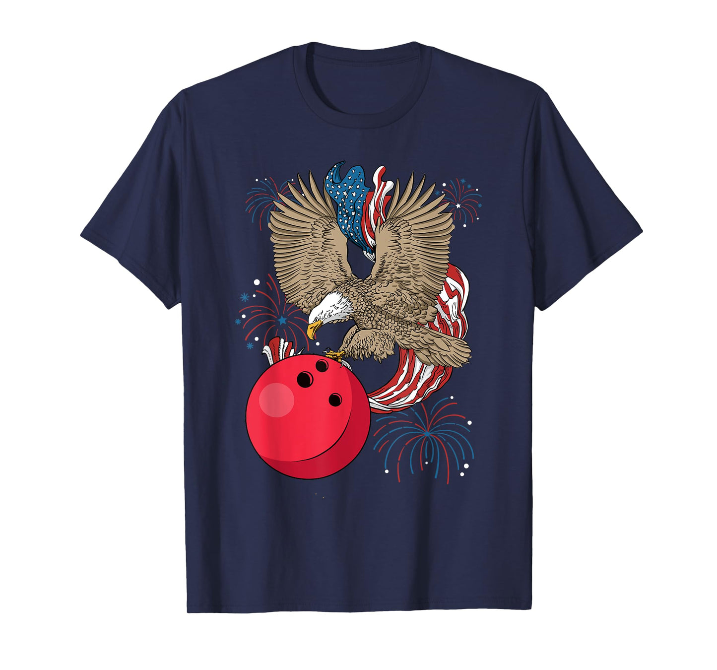 Bowling 4th Of July Eagle USA Flag America Bowling Player T-Shirt