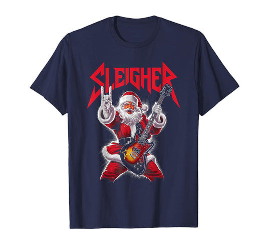 Christmas Sleigher Santa Rock Xmas Rocker Men Women Kids Boy T-Shirt