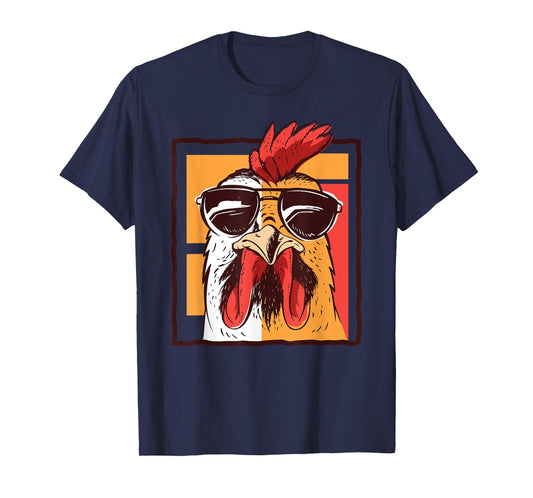 Retro Vintage Chicken Cool Rooster Wearing Sunglasses T-Shirt