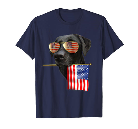 4th of July Shirt Fun American Flag Labrador Dog Lover Gift T-Shirt