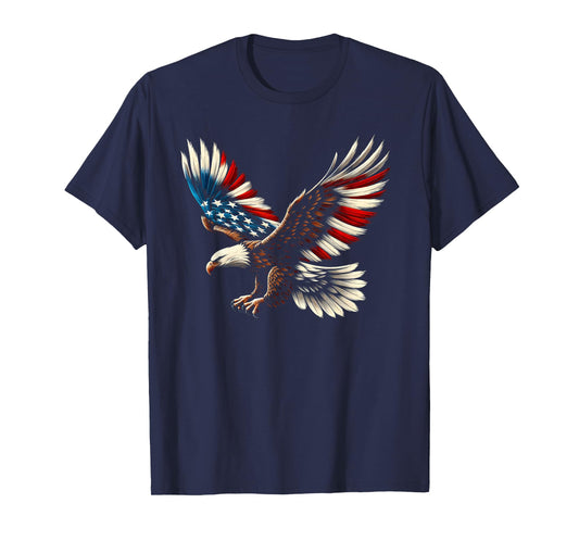 Bald Eagle & Patriotic American Flag 4th Of July T-Shirt
