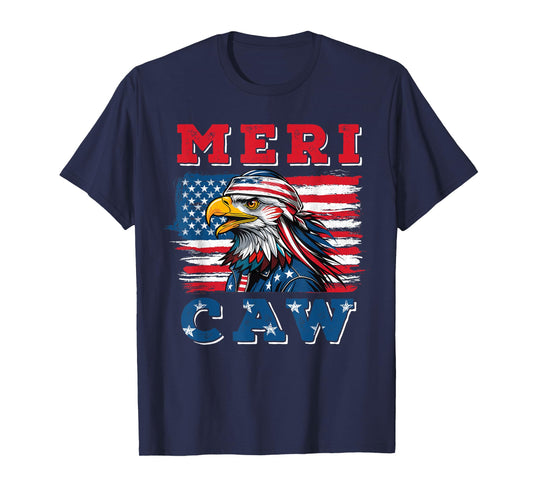 Eagle Meri - Caw 4th of July American Flag USA T-Shirt