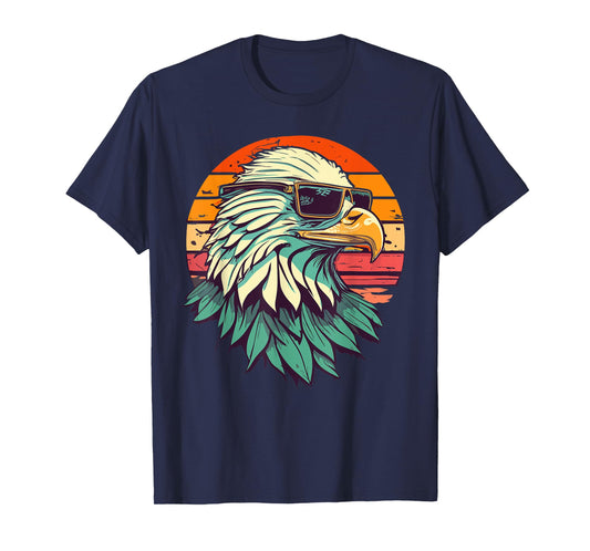 Vintage Eagle with Sunglasses - Retro American Bald Eagle T-Shirt